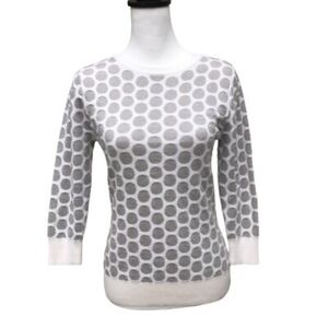 Atlantic Pacific For Halogen White and Gray Polka Dot Sweater Size Xs